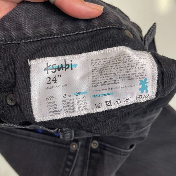 Ksubi Skinny Jeans 24 Dark Gray Denim Stretch Ankle Zip Embroidered Cross Logo - Picture 6 of 10